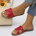 thumbnail image 4 of ELABCH Sandals for Women Summer Plus Size Solid Flat Flat with Open Toed Beach Slippers Red Size 7.5, 4 of 4