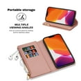 thumbnail image 3 of Mantto Women Case for iPhone 13 - 6.1 inch Wallet Case, Multifunctional 9 Card Slots Bling Zipper Purse Pocket Glitter Leather Magnetic Flip Kickstand Wrist Strap Case, Rosegold, 3 of 8