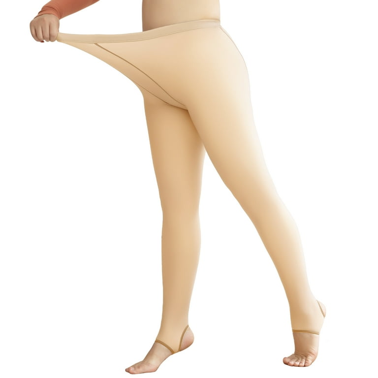 Plus Size Fleece Lined Tights Women Winter Thermal Pantyhose Leggings Warm  Fake Translucent Sheer Stretch Stocking
