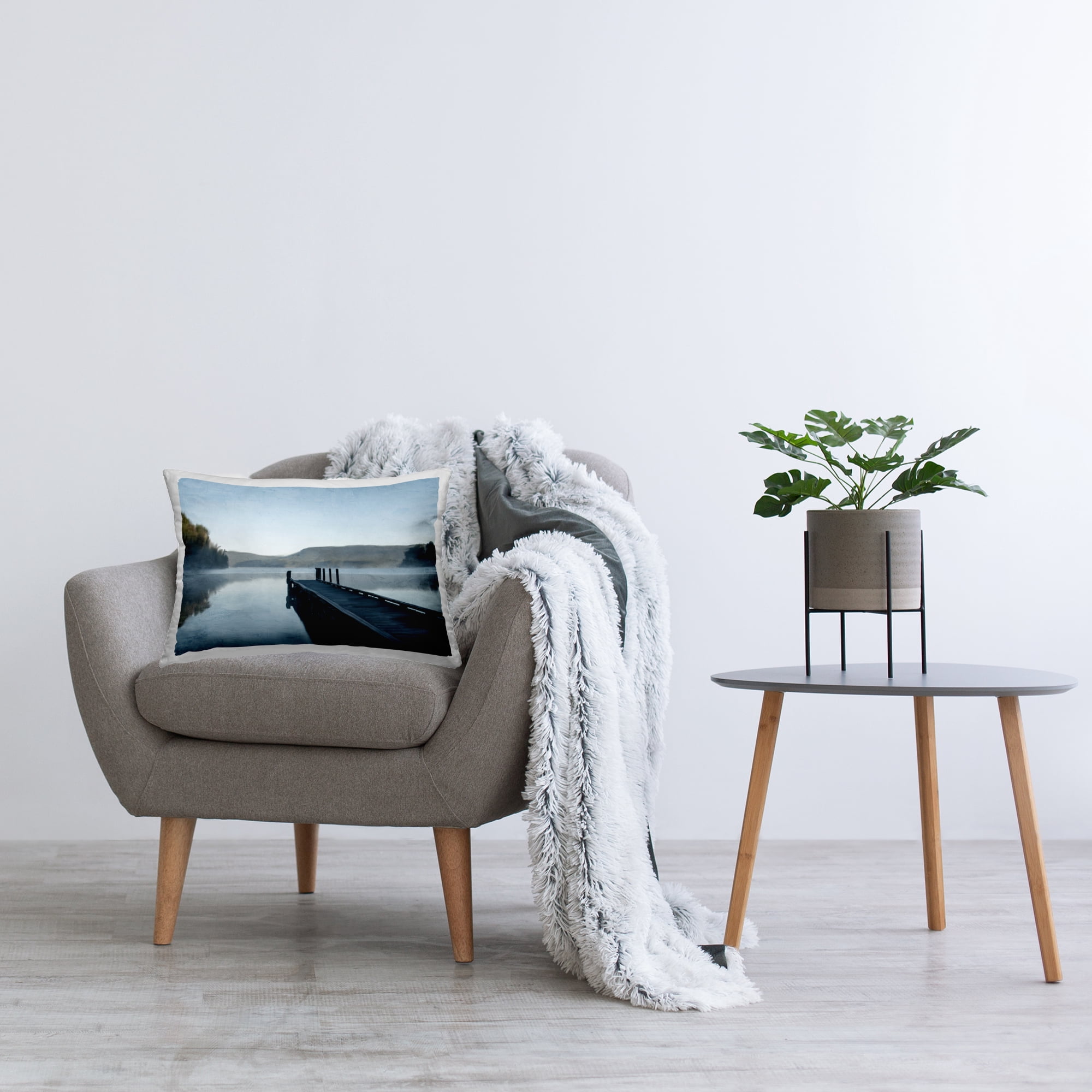 Stupell Industries Long Dock at Lake Decorative Printed Throw Pillow, 14 x 20
