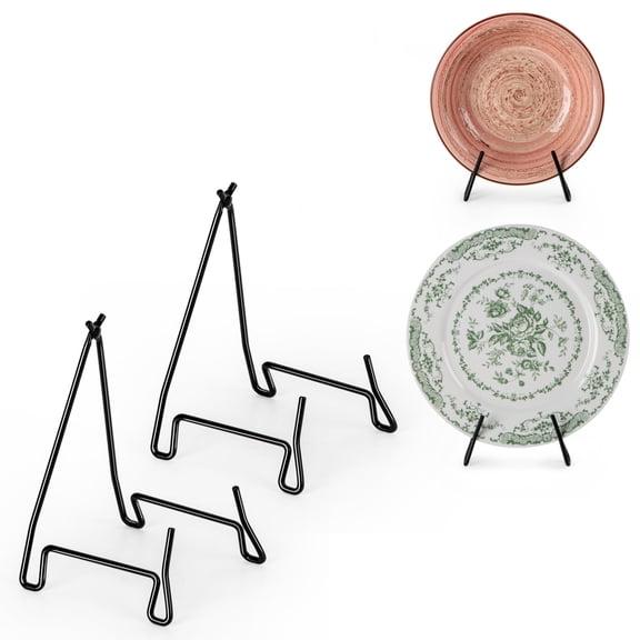 PUERSI 2 Pack Bowl Display Stand, 7.5 inch Iron Bowl Holder, Large Plate Stand for Display Large Deep Plates, Platters, Dishes, Picture, Frame, 7.5" H x 5.2" W x 5.2" D