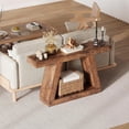 thumbnail image 4 of QinaQin Table Console à 2 Niveaux de 55 Po, Table d'Entrée Étroite avec Rangement, Brun, 4 of 7