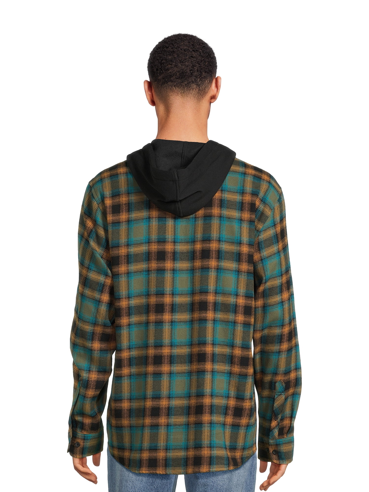 No Boundaries Men's \u0026 Big Men's Hooded Flannel Shirt, Sizes XS-5XL -  Walmart.com