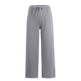thumbnail image 5 of Linen Pants Women High Waisted Flowy Lounge Palazzo Pants Baggy Straight Leg Cotton Trousers Vacation Beach Trousers Light Gray 3XL, 5 of 8