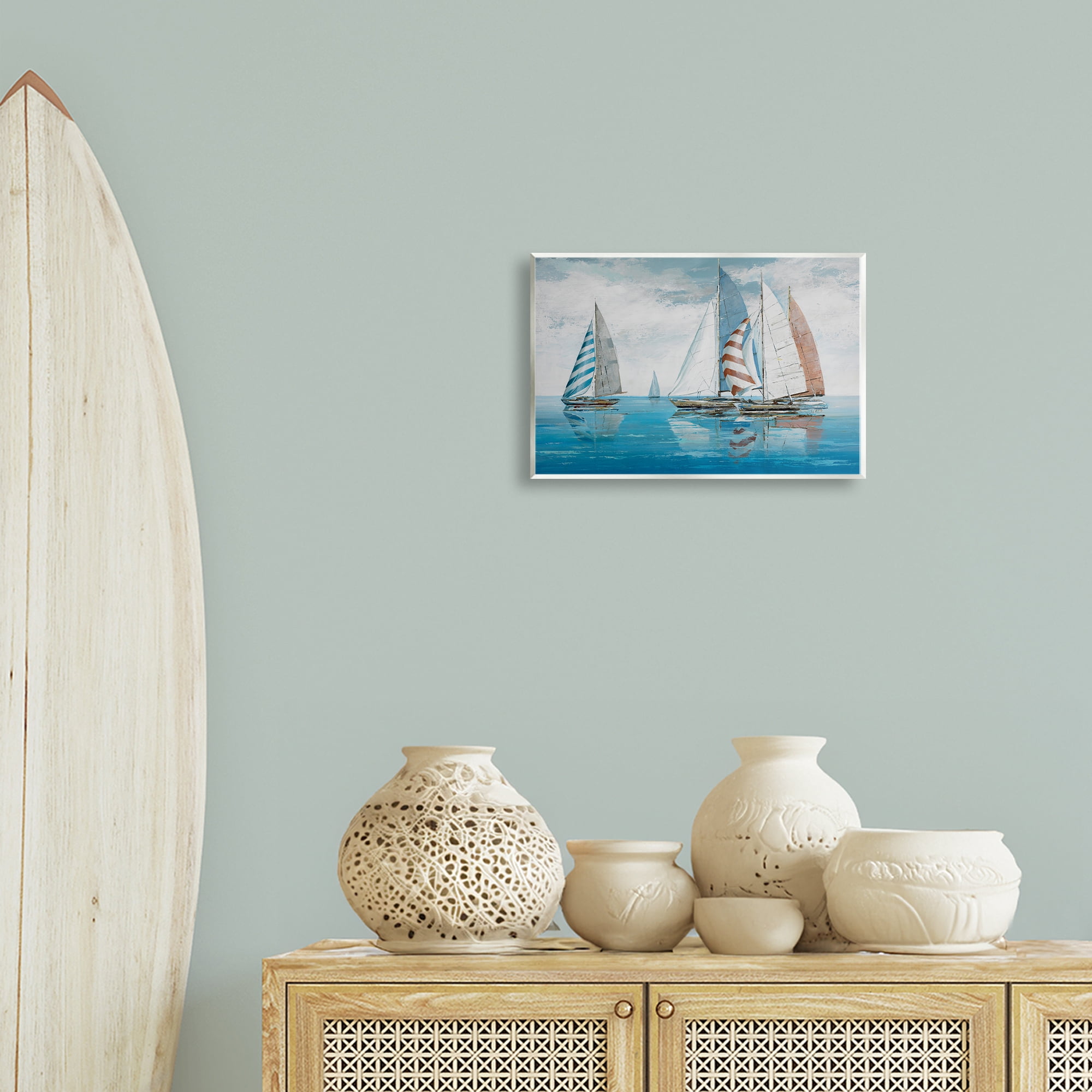 Stupell Industries Maritime Ocean Yachts Nautical & Beach Painting Unframed Art Print Wall Art, 15 x 10