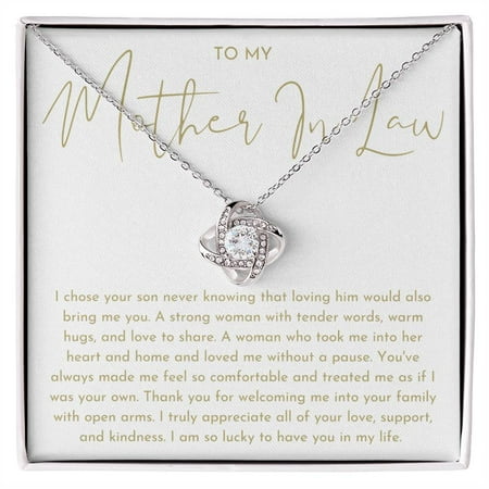 Mother In Law Love Necklace, White Love Knot Necklace