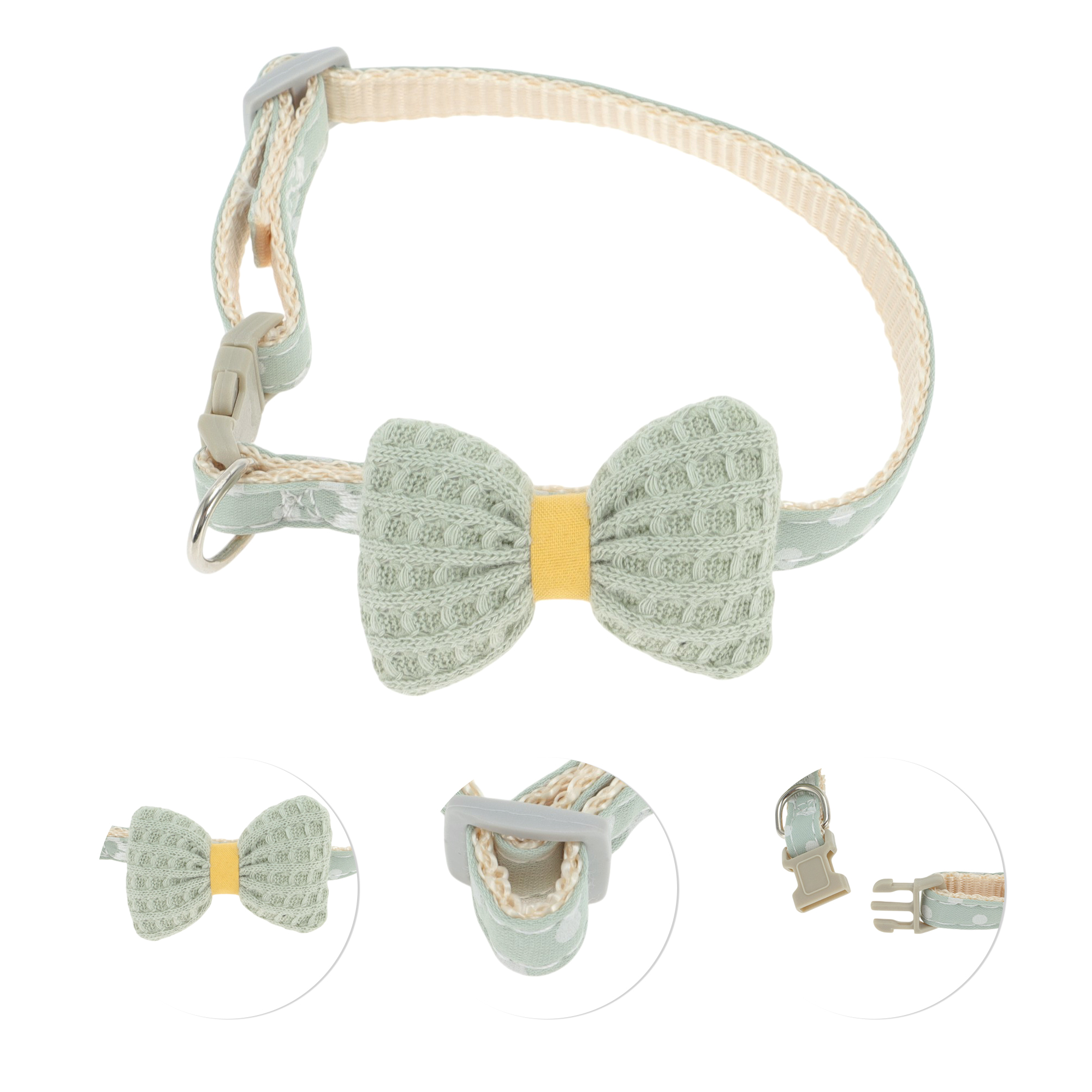 Unique Bargains Durable Light Green Bow Pet Collar for Dogs and Cats 1 Piece