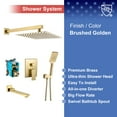 thumbnail image 5 of Rainlex One-Handle 1-Spray Setting Brushed Gold Bathtub Shower Faucet, 5 of 11