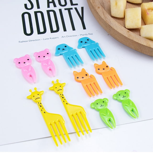 10 Pieces Mini Animals Food Picks Kids Lunch Box Decor Cute Style Cartoon Reusable Toothpicks for Fruit Dessert Pastry Snacks Elephant