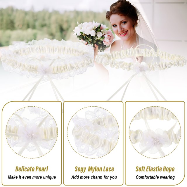 Qarigey 2 pack/lote Liga de boda cómoda con aplicación amplia anillo para pierna lazo para pierna nupcial diario Accesorios de disfraces Rojo