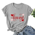 thumbnail image 5 of Valentines Tops for Women, Love Letter Print T Shirt, Women's Short Sleeve Tee Ladies Valentine's Day Printed Round Neck Short Sleeved T-Shirt Loose Casual Blouse Top, 5 of 5