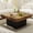 Black, variant on 35.43" Coffee Table, Holaki Farmhouse Square Coffee Table with 2 Large Storage Drawers and LED Light, Thick Tabletop Wooden Coffee Table for Living Room Office, Black