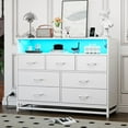 thumbnail image 1 of 7-Drawer Dresser with Charging Station & LED Lights, Modern Wooden, 1 of 2