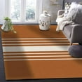 thumbnail image 5 of Area Rugs Indoor Non-Slip Rectangle Rug 2.7x5 Ft Abstract Modern Style Brown Linen White Striped Rug Rubber Backing Floor Mats Non Shedding Home Decor Carpet for Entryway Living Room, 5 of 8