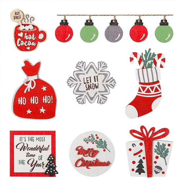 Decoración de bandeja en capas navideñas, juego de decoración de escritorio para el hogar