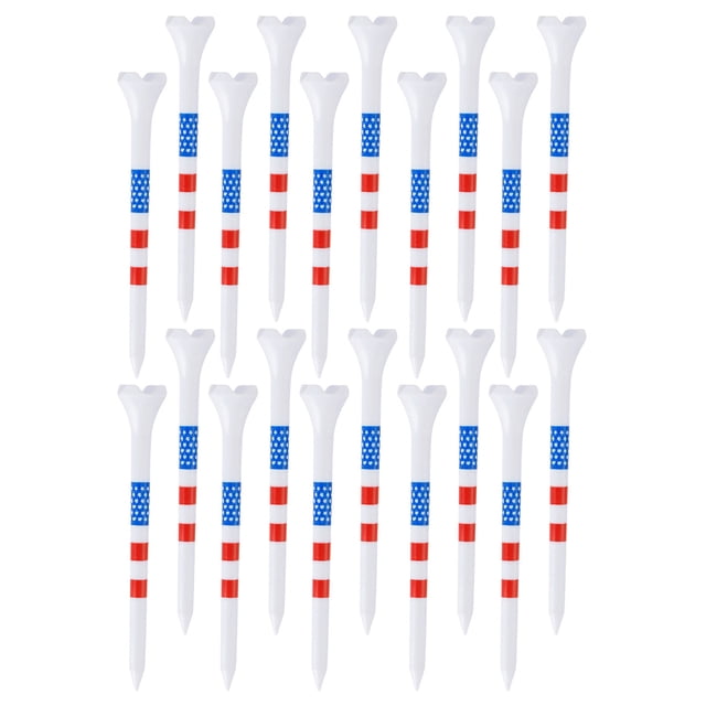 Visland Golf Tees Unbreakable Plastic Golf Tees Reduces Friction Side Spin Golf Accessories USA Flag Pattern Long Golf Tees Bulk