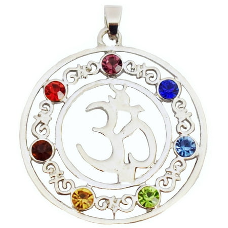 Overstock Com Jewelry - 7-Stone Chakra Healing Point Rieki Bead Gemstone Pendant Fit Necklace Crystal Glass OM Symbol by Donna Bella, QNE32401