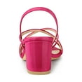 thumbnail image 2 of BLISSFUL STEP Women's Solid Color Strappy Slingback Block High Heels Sandals Hot Pink 6, 2 of 7