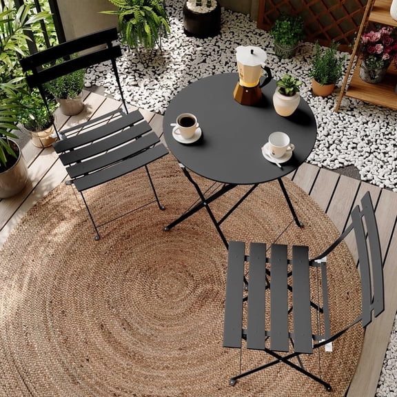 Orithm 3-Piece Folding Patio Bistro Set, 2 Chairs & 1 Table, Weather Resistant Outdoor Furniture for Yard, Garden, Porch, Balcony