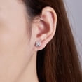 thumbnail image 3 of KIJ 1 Carat Princess Cut Square Moissanite Stud Earrings, 925 Sterling Silver 14K White Gold Plated VVS1 Gra Certified Hypoallergenic Gifts for Men Women, 3 of 12