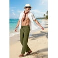 thumbnail image 4 of COOFANDY Men's Cotton Linen Pants Elastic Waist Drawstring Summer Beach Trousers Casual Yoga Pant, 4 of 6