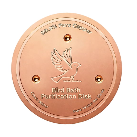 Copper Bird Bath Water Cleaner, 1mm Thick 99.99% Pure Copper Disk with Stable Triple-Point Support for Outdoor Birdbaths.(Type A)