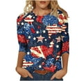 thumbnail image 5 of Hvyesh Independence Day Deals Women's 3/4 length Sleeve Tops American Flag Graphic T Shirts Summer Patriotic Shirt Casual 4th of July Tunic T Shirt, 5 of 5