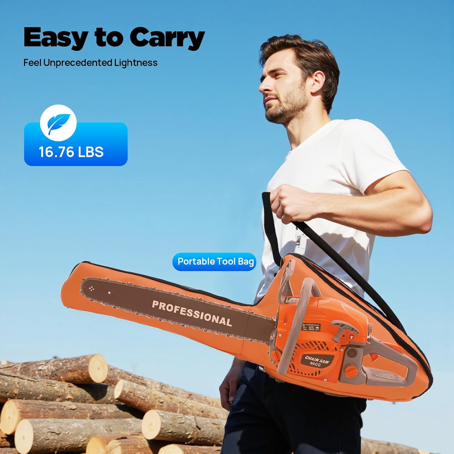 Miumaeov 60CC Gas Chainsaws,2 Stroke Power Chain Saws,22 Inch Petrol Gasoline Chain Saw,Single Cylinder,Air-cooled,Hand Pull Start for Forest Harvesting,Cutting Wood