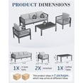 thumbnail image 3 of AECOJOY Aluminum Patio Furniture Sets,4 Pieces Outdoor Metal Conversation Sectional Sofa with Coffee Table, Grey, 3 of 7