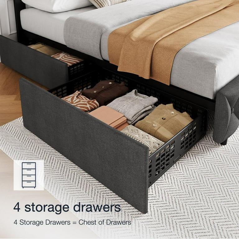 ローズさま専用 WhizMax Queen Size Metal Bed Frame with Rattan Headboard