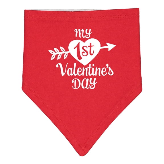 Inktastic My First Valentine's Day with White Heart and Arrow Baby Bandana Bib