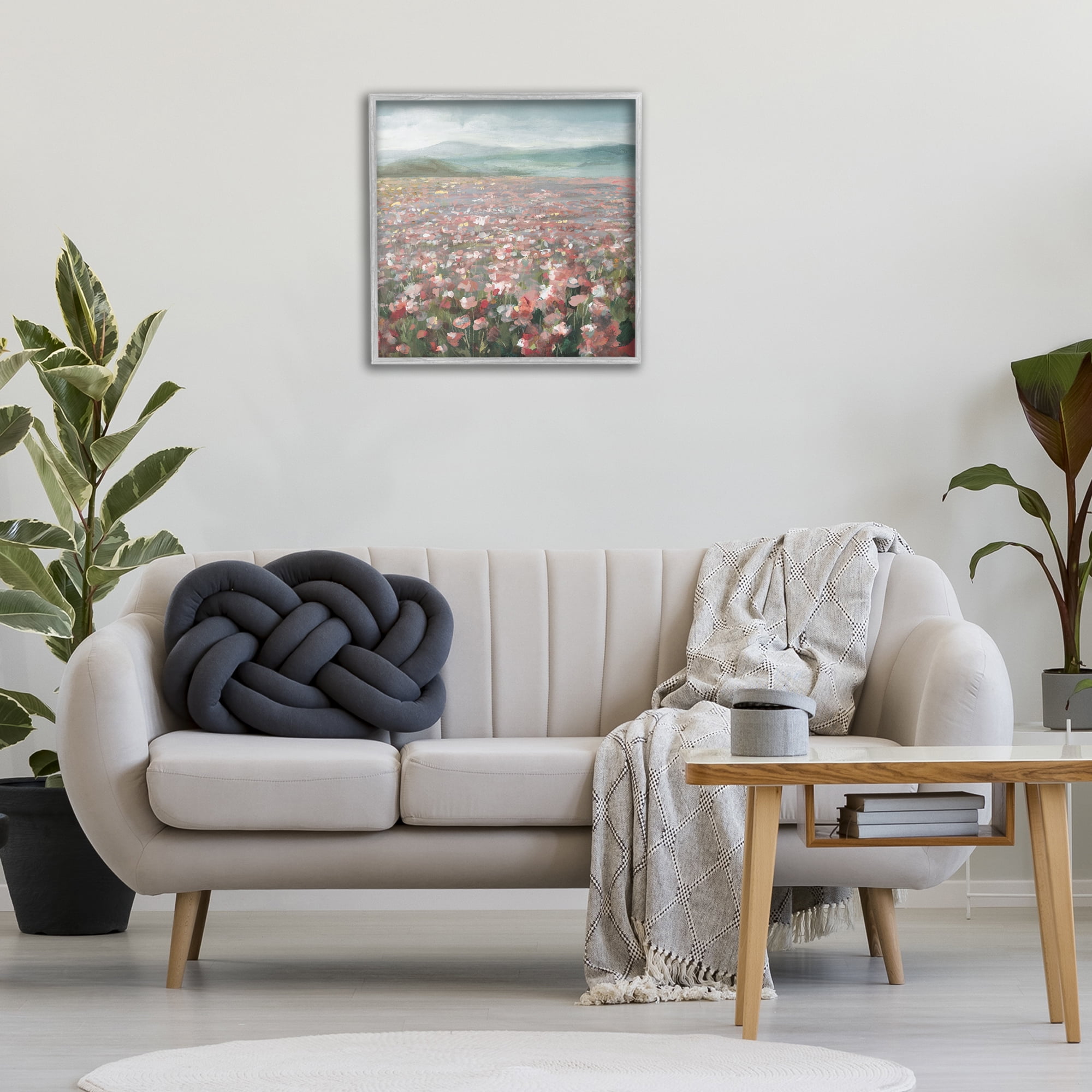 Stupell Industries Soft Headland Wildflowers Landscape Painting Gray Framed Art Print Wall Art, 24 x 24