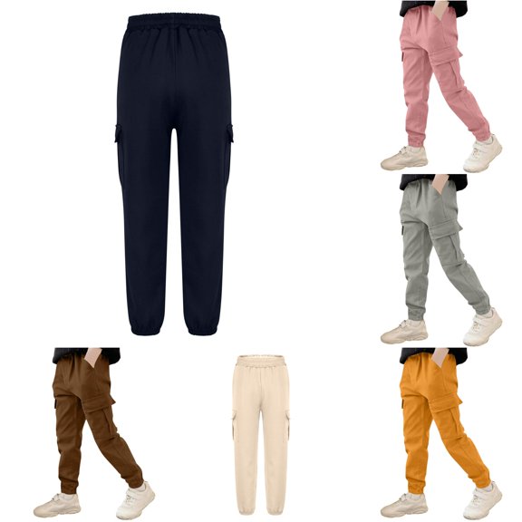 WAYUTE Boys Pants Cargo Pants Fashion Tapered Ankle Joggers for Big Kids Youth Solid Color Loose Fit Comfortable School Outdoor Casual,10-11 Y,Navy