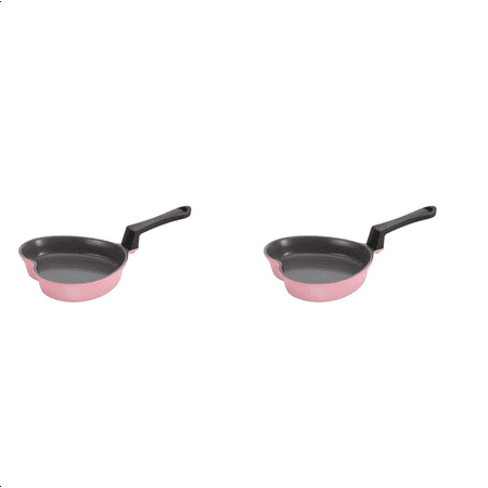 

2X Mini Love Frying Pan Supplement Cooking Pot Ceramic Non-Stick Pink Heart-Shaped Small Wok