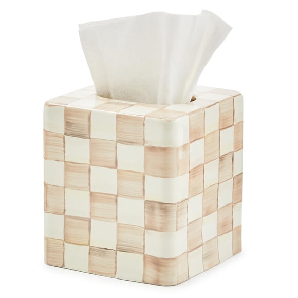 Funda para caja de pañuelos MACKENZIE-CHILDS Boutique, cuadrada, marrón y blanco