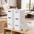thumbnail image 4 of NTYNTY 6 Pack Small White Plastic Storage Bins with Lids & Handles, 9.84" x 7.09" x 6.3" Stackable Organizer for Crafts & Snacks, 4 of 9