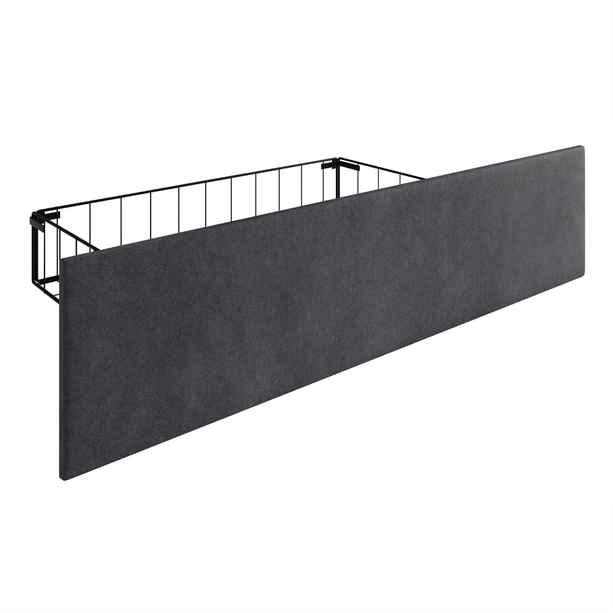 Home Design Valdez Full Upholstered Storage Platform Bed Frame with Gold Aluminum Trim and Four Under-Drawers, Dark Gray, Easy Assembly