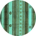 thumbnail image 1 of Ahgly Company Indoor Round Southwestern Turquoise Blue Country Area Rugs, 7' Round, 1 of 4