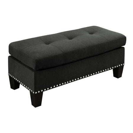 Hill Linen - Bowery Hill Kenwood Ash Black Linen Ottoman