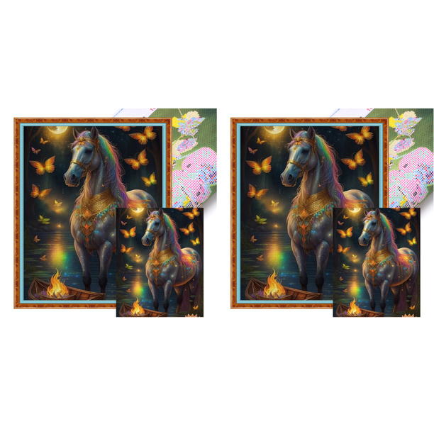 Kit Punto Cruz Caballo Impreso Hilo Algodón Ecológico Bordado 16CT 50x60cm