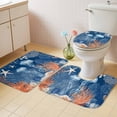 thumbnail image 4 of Summer Ocean Bathroom Rugs Set Coastal Jellyfish Orange Corals Shells Dark Blue Non Slip Absorbent Soft Bath Mats 3 Piece Set with Bathroom Rug, U-Shaped Floor Mat, Toilet Seat Cover Large Size, 4 of 9
