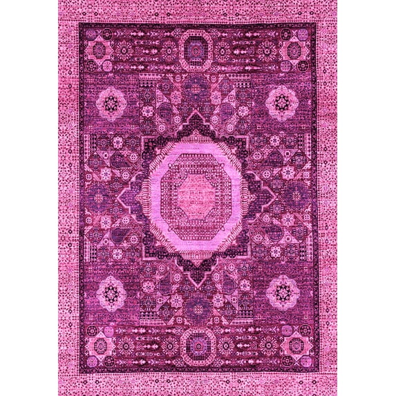 Ahgly Company Indoor Rectangle Abstract Pink Modern Area Rugs, 4' x 6'