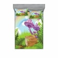 thumbnail image 2 of Ambesonne Fantasy Fitted Sheet & Pillow Sham Set, Woods Grass Cartoon Art, Twin, Multicolor, 2 of 3