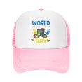 thumbnail image 2 of World Down Syndrome Day Awareness T21 Teacher Trucker Hats Pink One Size Adjustable Snapback Hat, 2 of 5