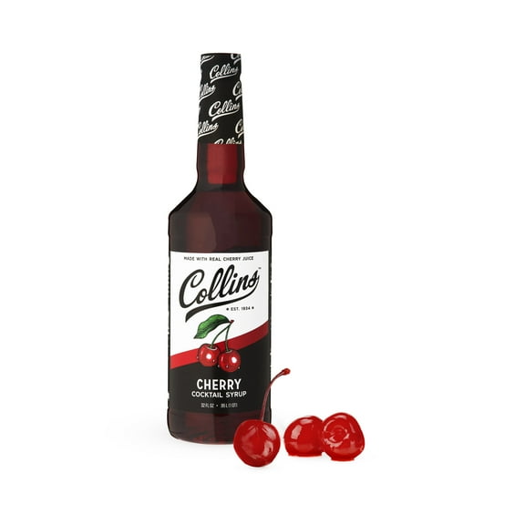 Collins Cherry Syrup for Cocktails, Lemonade, Iced Tea, Dessert, 32 oz