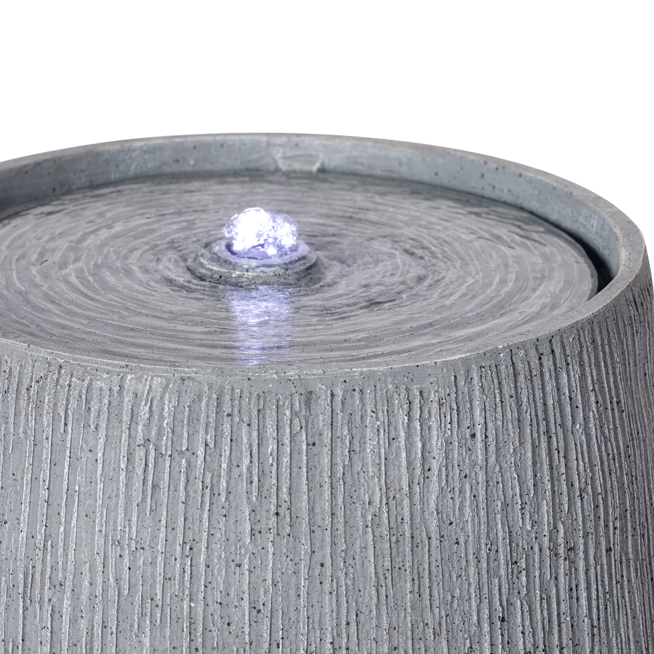 Christopher Knight Home 12.99" Outdoor Bowl-Shaped Water Fountain with LED Light, Gray