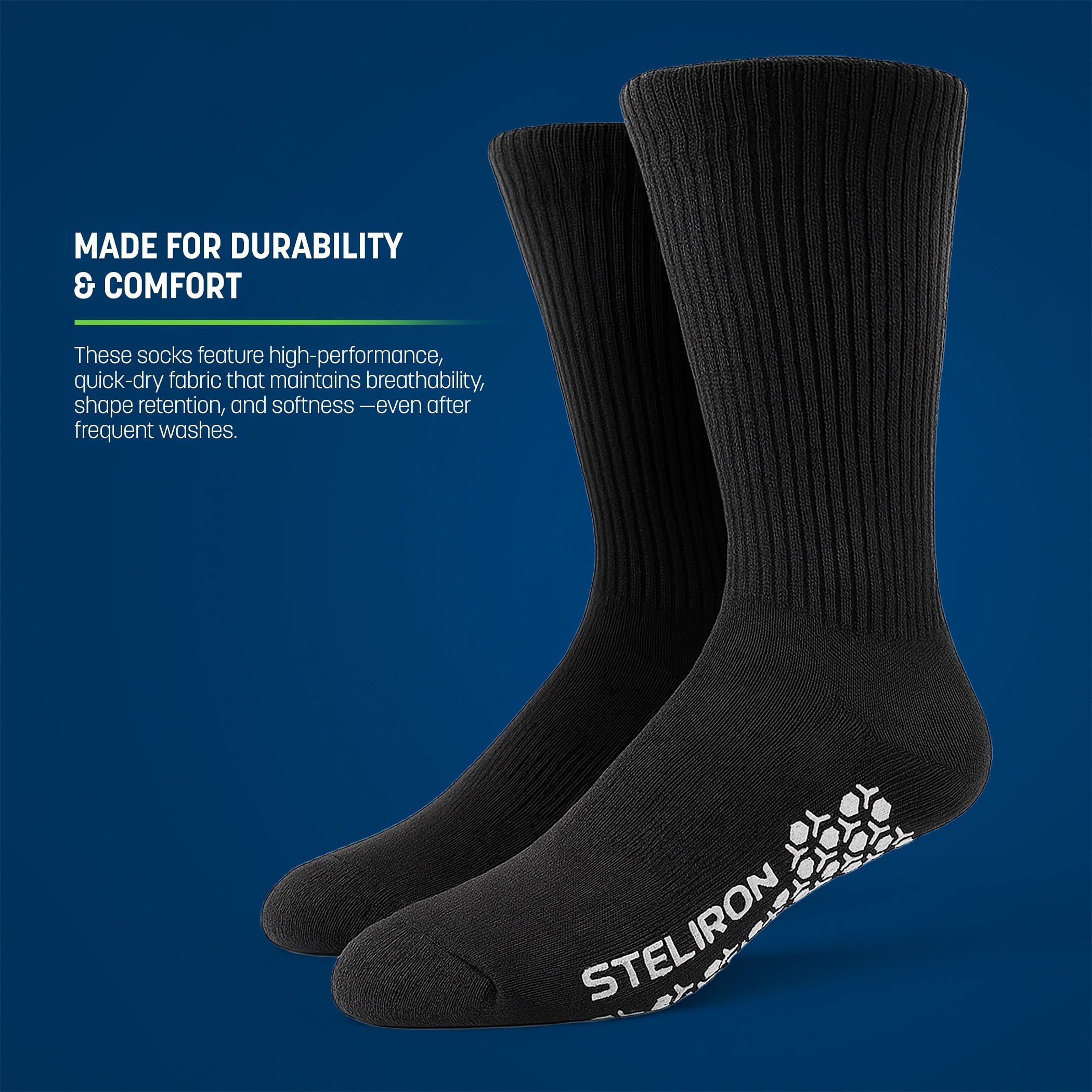 Steliron Extra Wide Grip Socks for Swollen Feet, Non-Slip Diabetic