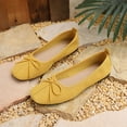 thumbnail image 5 of Abomasnow Womens Flock Bow Decor Square Toe Slip‑On Ballet Flat Shoes Casual Lightweight Going Out Shoes, 5 of 9