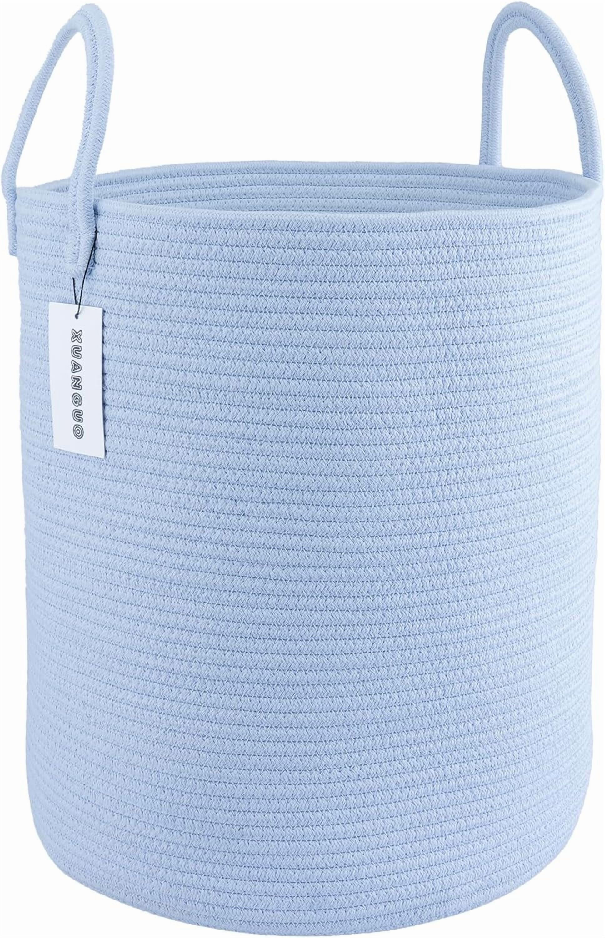 WarmHavenv Cotton Rope Laundry Basket Hamper for Clothes Woven Storage Basket for Living Room Bedroom Boho Tall Rope Baskets for Blanket Toys Pillow Towels Baby Nursery Hamper Bin beige
