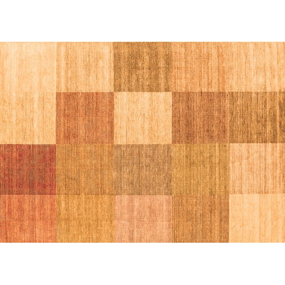 Ahgly Company Indoor Rectangle Checkered Orange Modern Area Rugs, 6' x 9'
